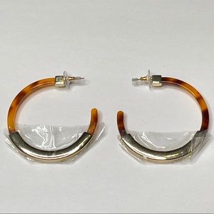 New Baublebar Tortoise Shell Resin Hoop Gold Tone
